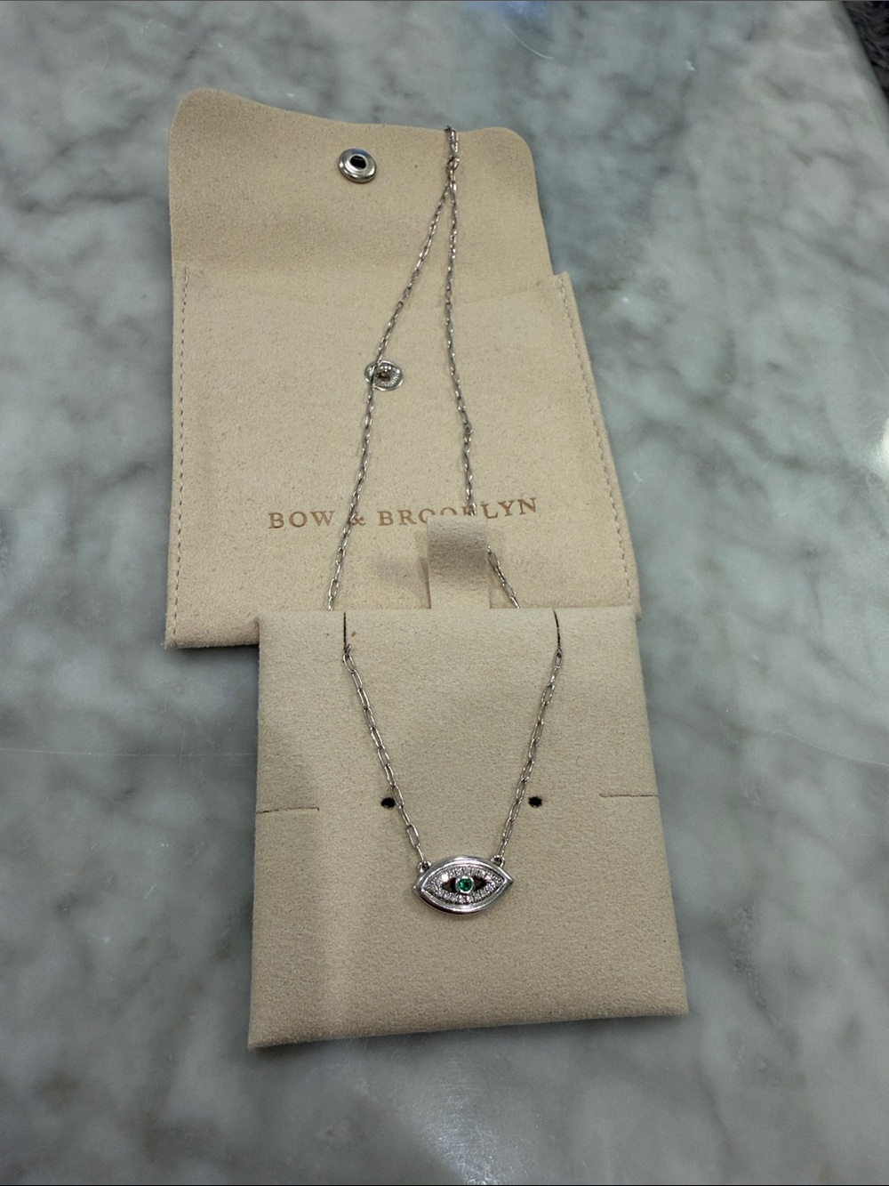 Bow & Brooklyn 14k White Gold Evil Eye necklace